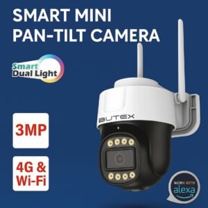 BUTEX 3MP 4G PT Camera with 1296P Resolution Video, 4G Sim Card Support, 2-Way Talk, Human Body Detection, Full-Color Night Vision
